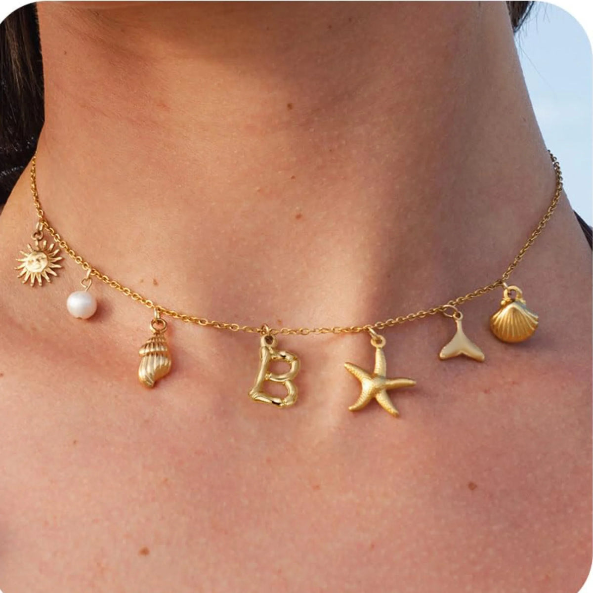 Axa Gold-Plated Multi-Charm Necklace