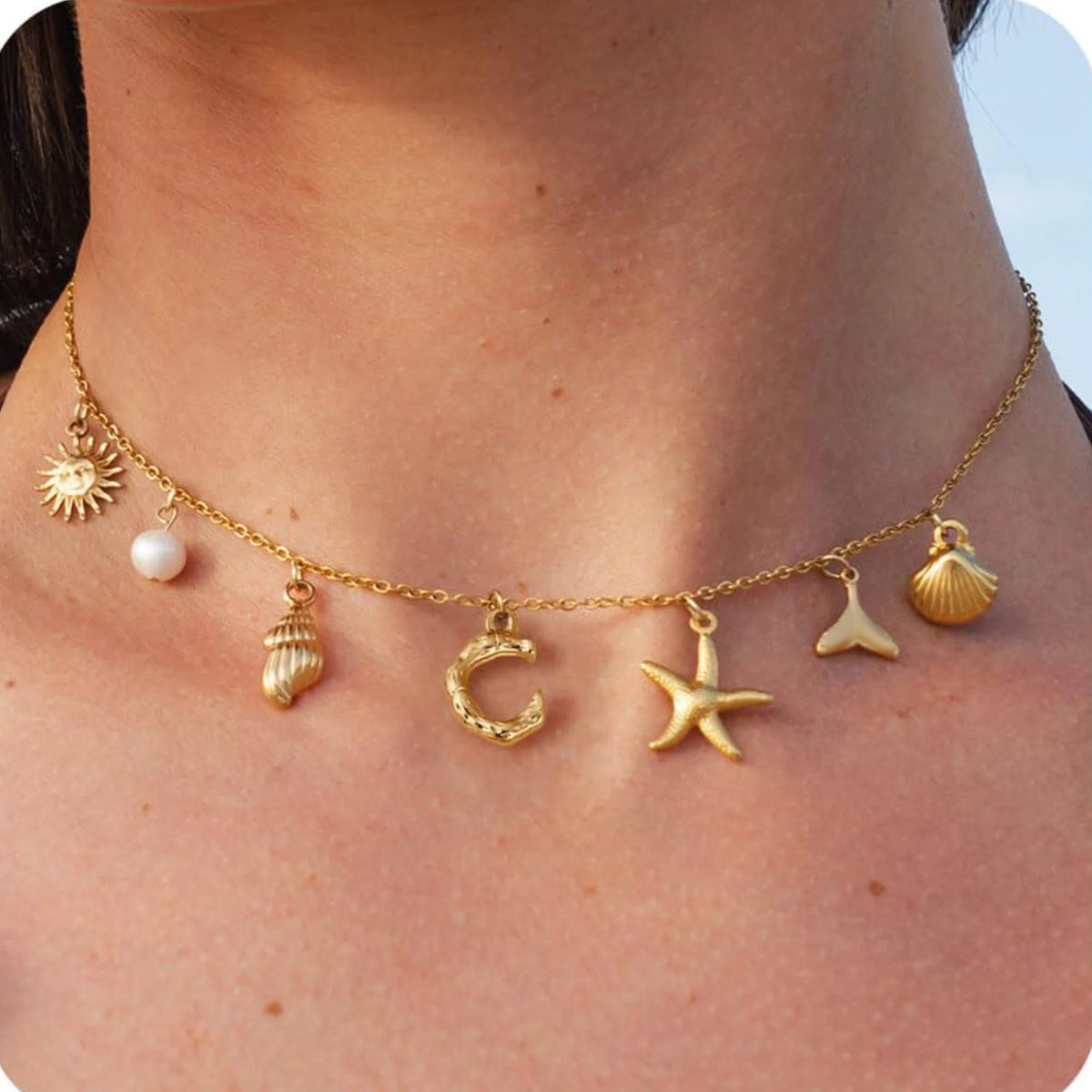 Axa Gold-Plated Multi-Charm Necklace