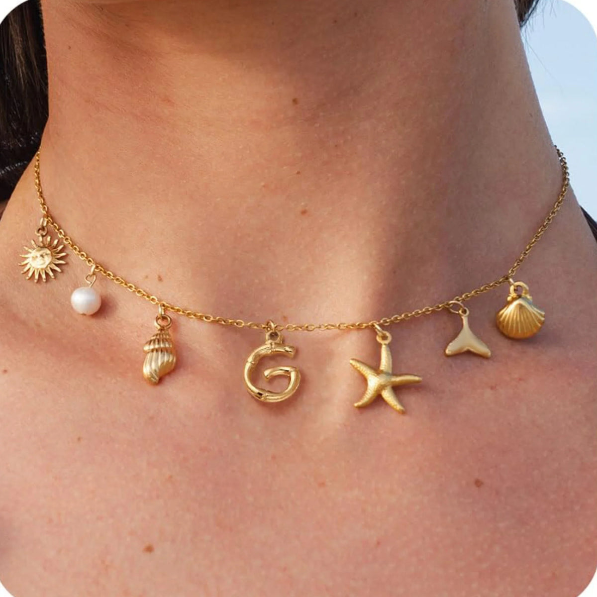 Axa Gold-Plated Multi-Charm Necklace