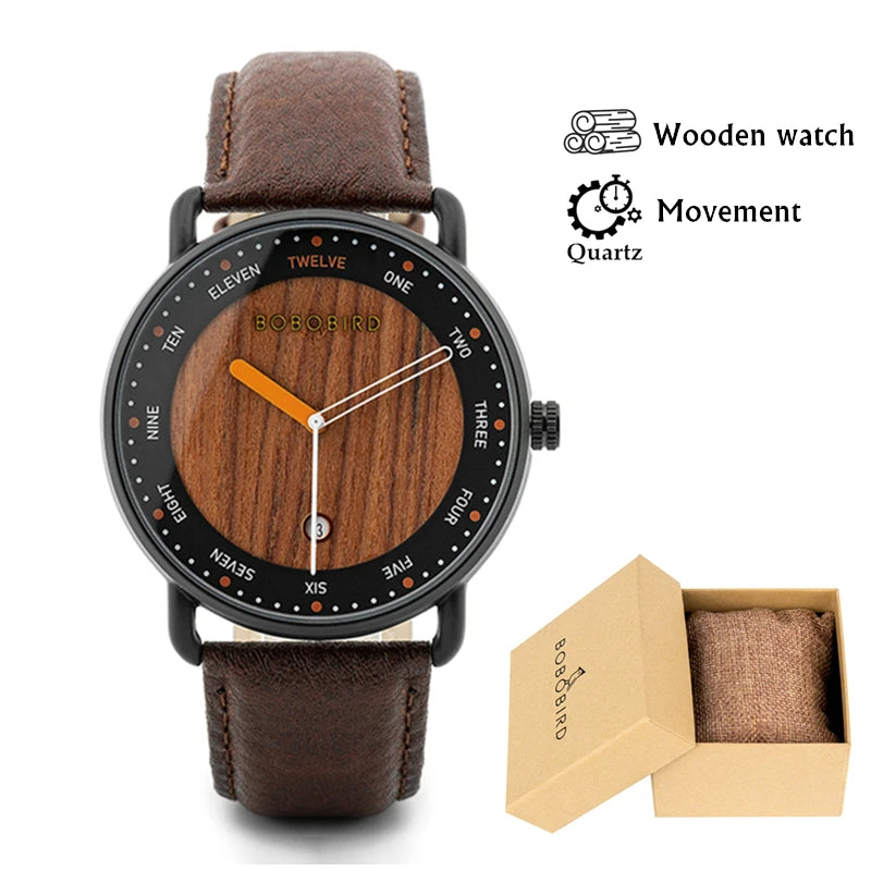 Man&#39;s BOBO BIRD Wooden Quartz Watch