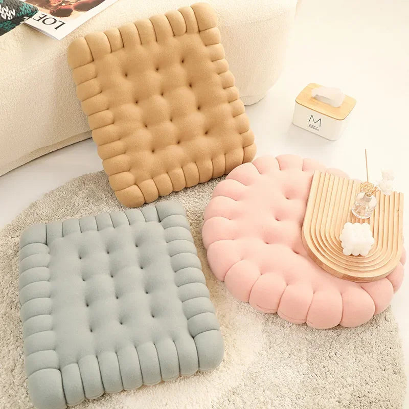 Pillow Chair Seat Biscuit Shape Plush Cushion Soft