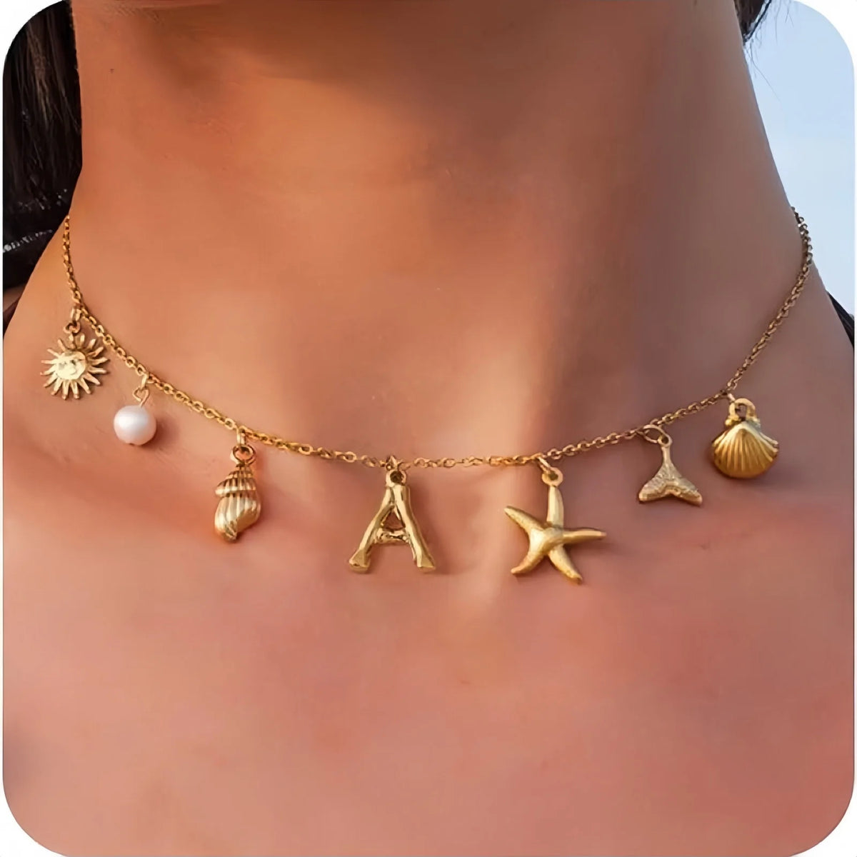 Axa Gold-Plated Multi-Charm Necklace