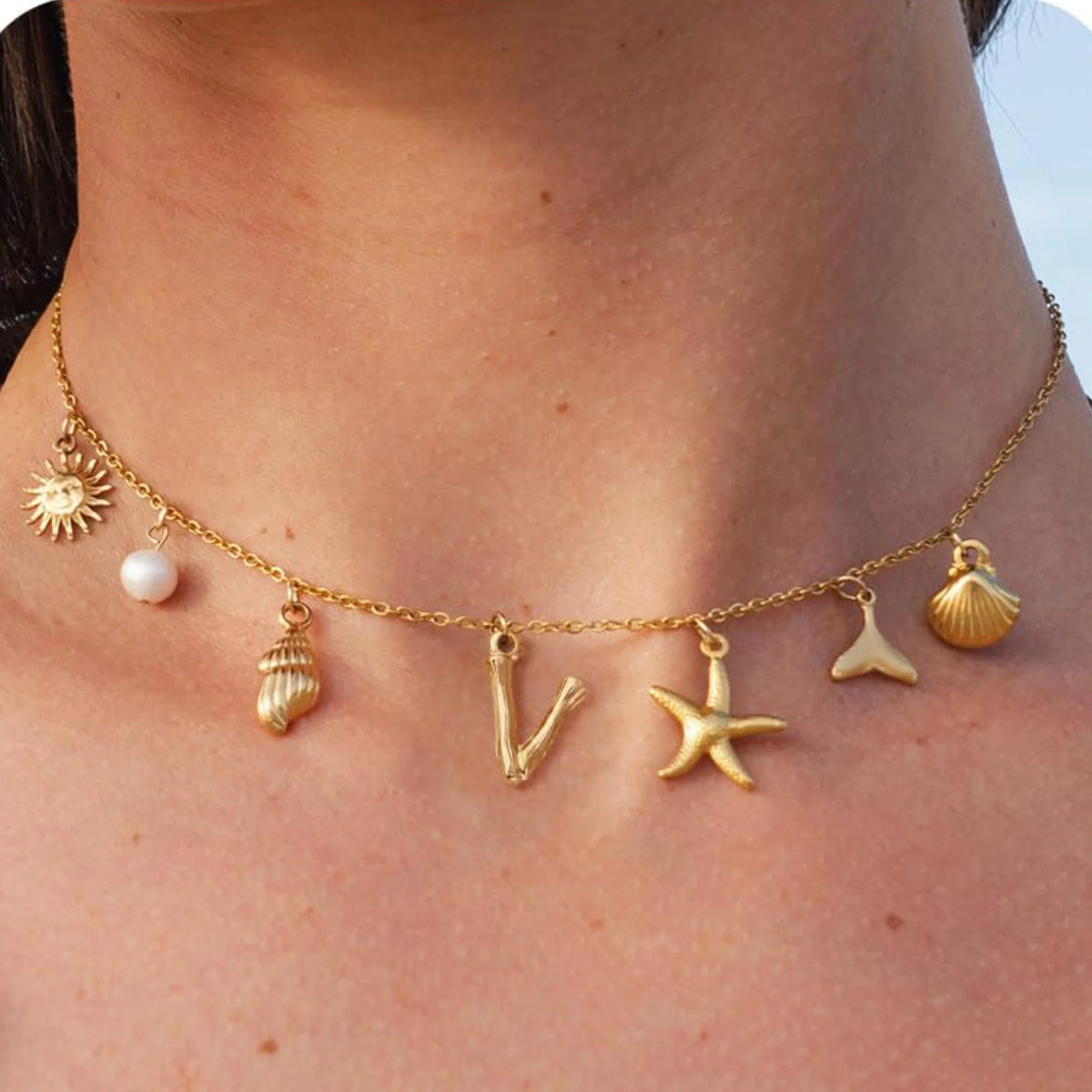 Axa Gold-Plated Multi-Charm Necklace