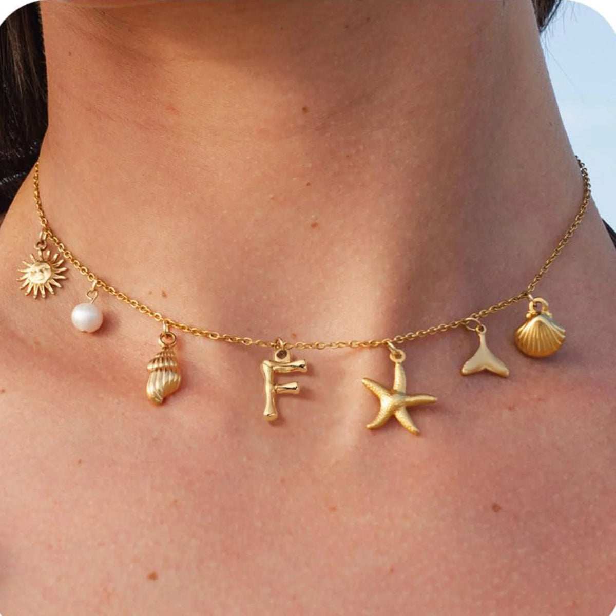 Axa Gold-Plated Multi-Charm Necklace