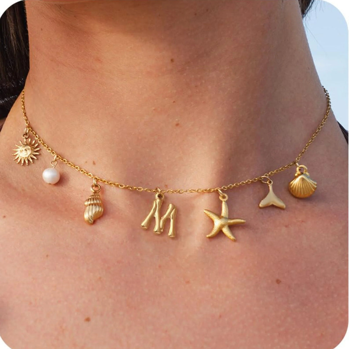 Axa Gold-Plated Multi-Charm Necklace