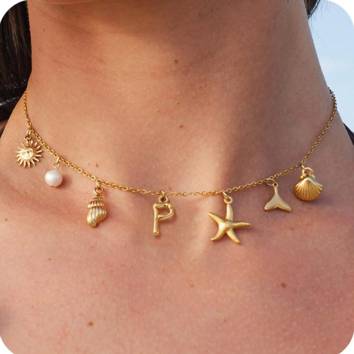 Axa Gold-Plated Multi-Charm Necklace