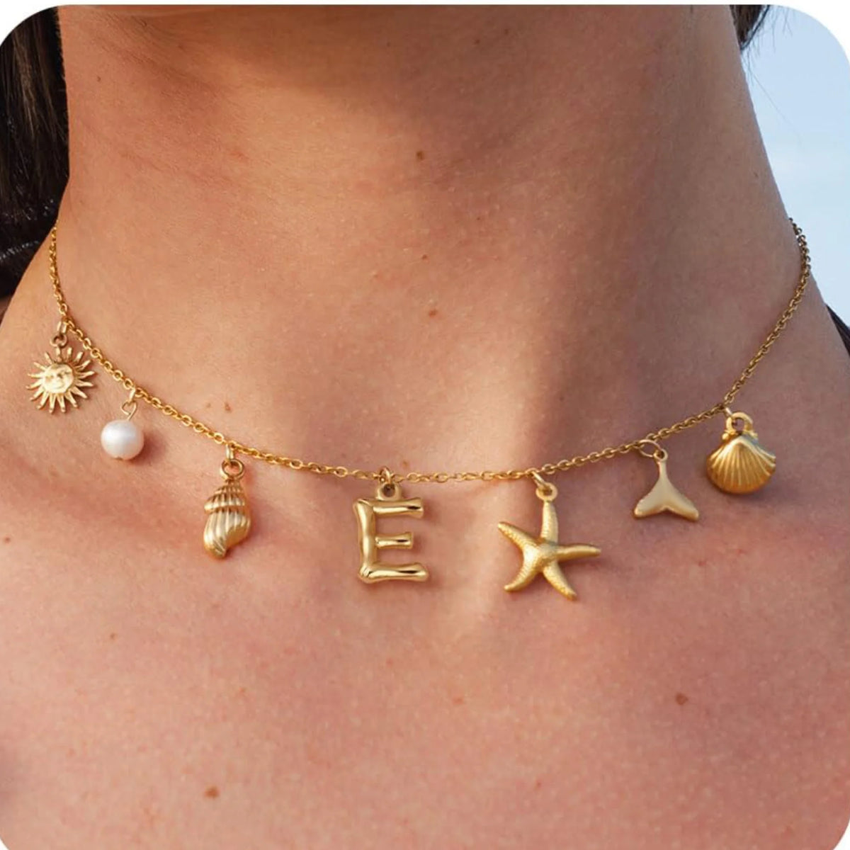 Axa Gold-Plated Multi-Charm Necklace