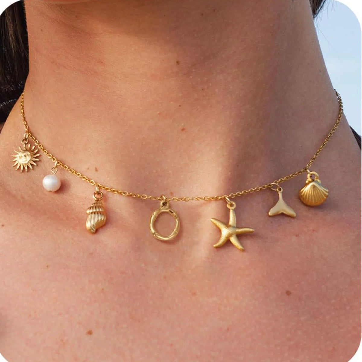Axa Gold-Plated Multi-Charm Necklace