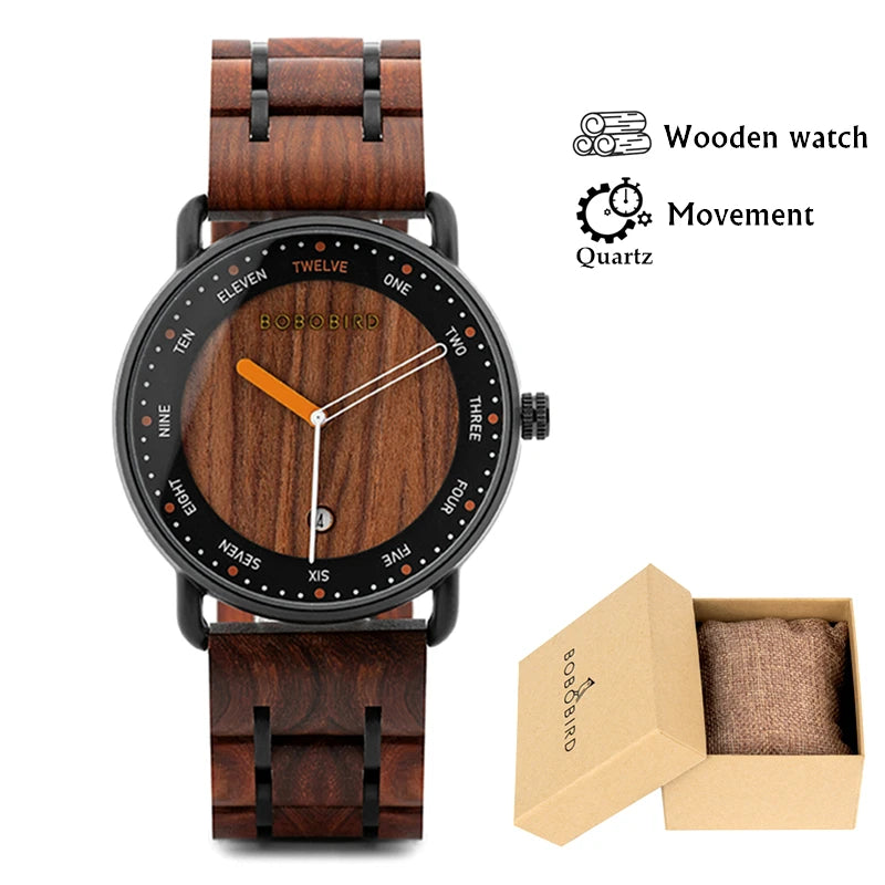 Man&#39;s BOBO BIRD Wooden Quartz Watch