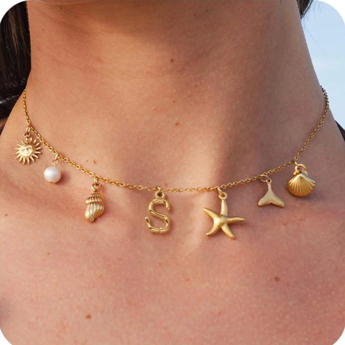 Axa Gold-Plated Multi-Charm Necklace