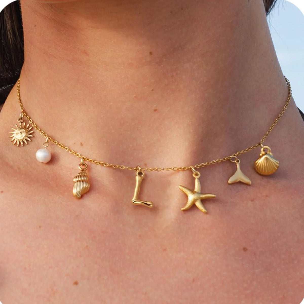 Axa Gold-Plated Multi-Charm Necklace