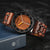 Wooden wristwatch with a dark strap 