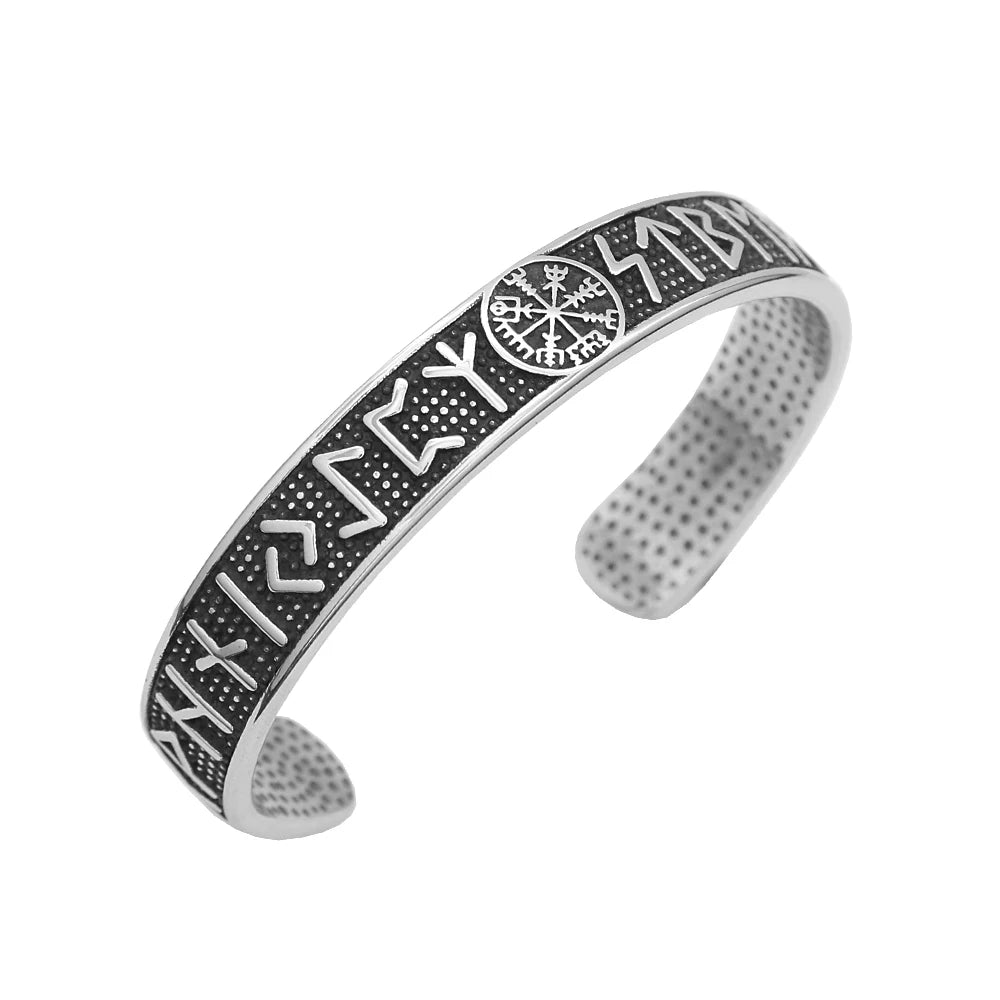 Silver bracelet with engraved symbols 